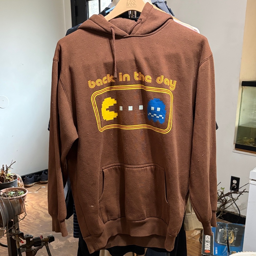 Retro Brown Graphic Hoodie PAC MAN